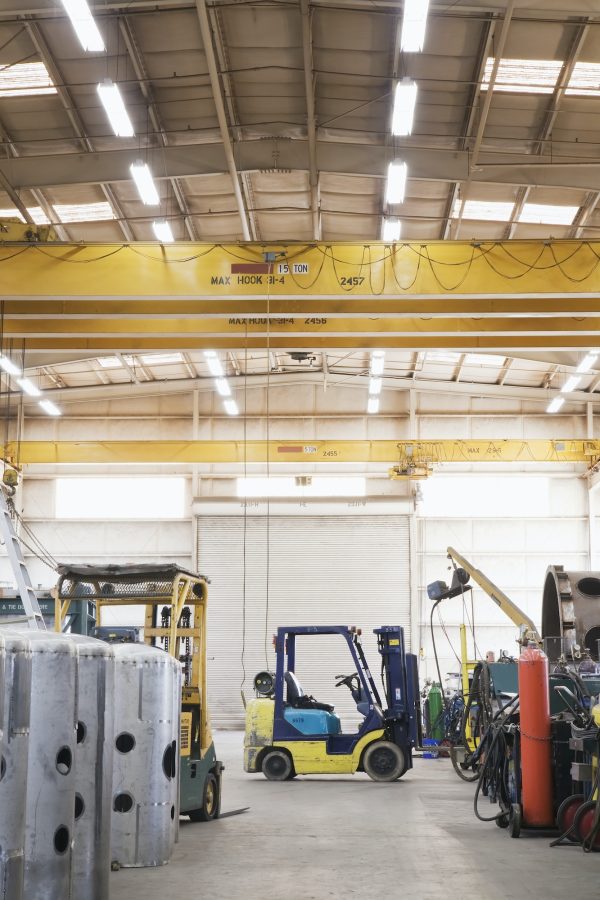 Forklift in warehouse